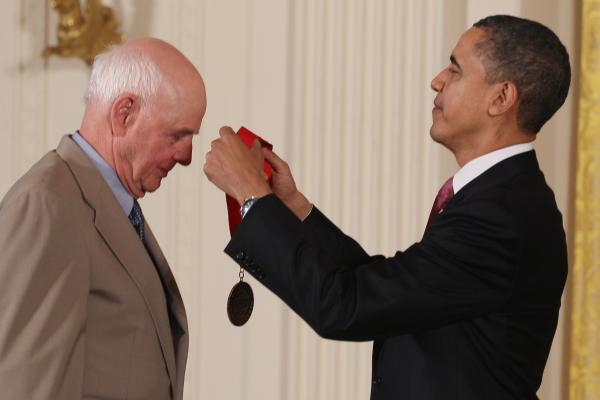 Obama awards Wendell E. Berry the 2010 National Medal of Arts and Humanities. Ph