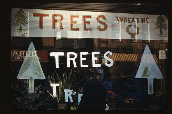 Trees and wreaths on display, circa 1941. Image via LOC http://bit.ly/u30Iyk