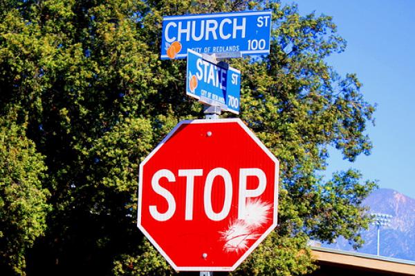 "Stop the Intersection of Church and State." Image via http://bit.ly/yAHnfE