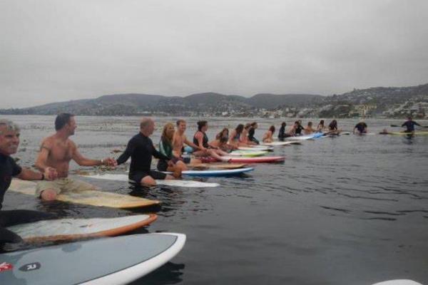 The paddle out for Mark Metherell, July 4, 2012. Photo by Carey Shyres. 