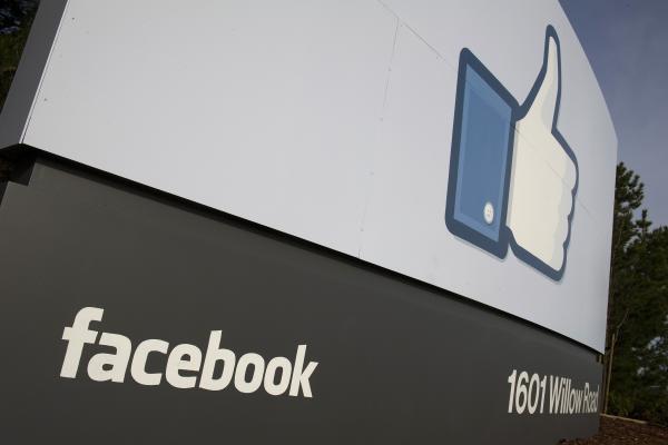 Sign at the entrance of Facebook HQ, Menlo Park, CA. Photo via Getty Images. 