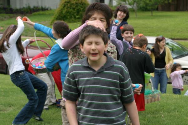 My family attacking each other with cascarones. Photo by Jesse G. Villarreal