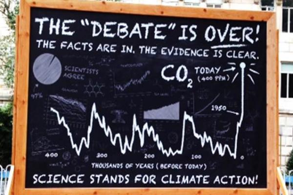 Giant climate science “blackboard” at the People’s Climate March in NYC on Sunda