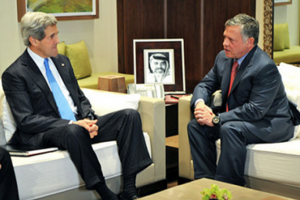 U.S. Secretary of State John Kerry with Jordanian King Abdullah II in Amman, Jor