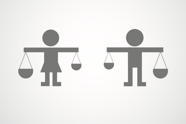 A woman and a man carry scales of justice. Image courtesy TackTack/shutterstock.