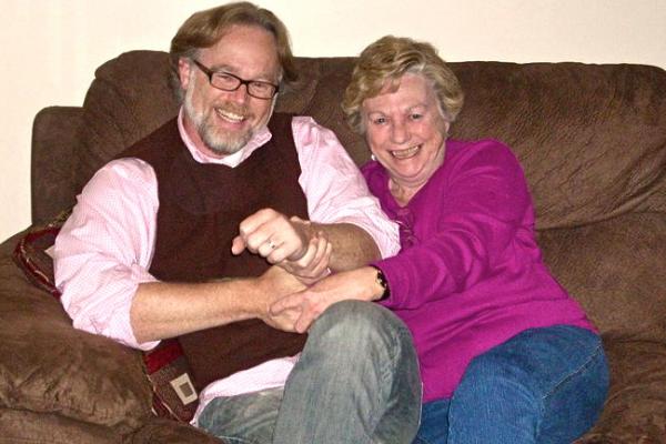 Tripp Hudgins and his mom, Debby, laughing. Photo courtesy of the author. 