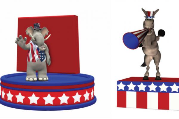 Republican and Democratic platform illustrations, Jeffrey Collingwood / Shutters
