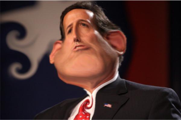 Photo illustration: The Funhouse Effect and Santorum