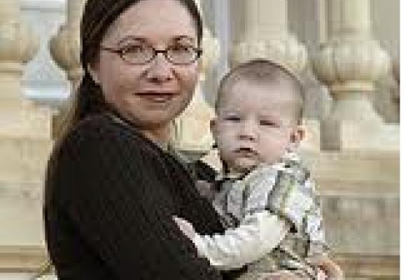 Dr. Hayhoe, with one of her inspirations to fight climate change.