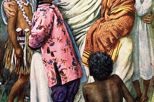 Jesus comforts the children. Image via Wylio.