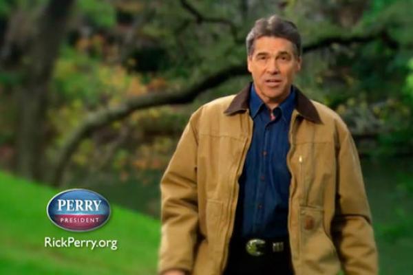 Still from Rick Perry's ad "Strong."