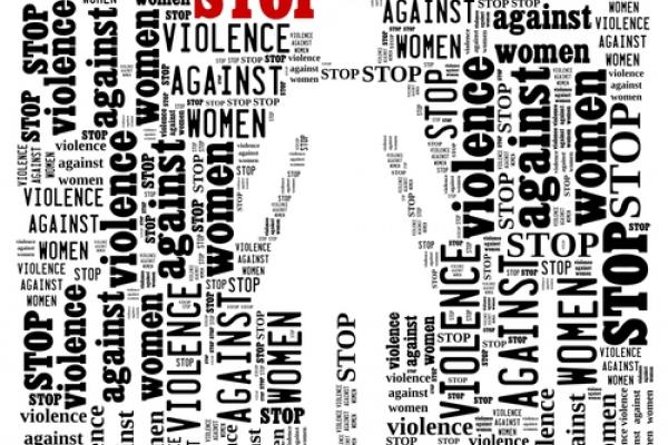Stop Violence Against Women word cloud, mypokcik / Shutterstock.com
