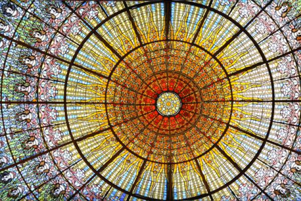 Palau de la Musica Catalana skylight of stained glass, Barcelona. Photo via RNS/