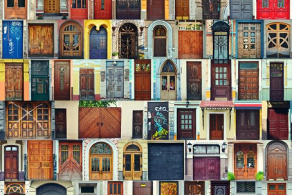 church front doors, natamc / Shutterstock.com