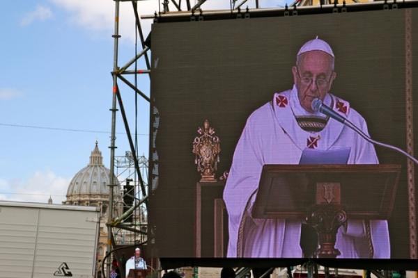 Pope Francis at his installation. marcovarro / Shutterstock.com 
