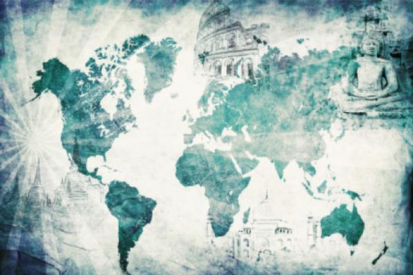 Blue vintage globe map photo courtesy Shutterstock.