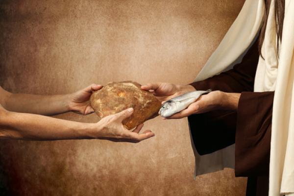 Generosity with loaves and fishes. Image courtesy Antonio Gravante/shutterstock.