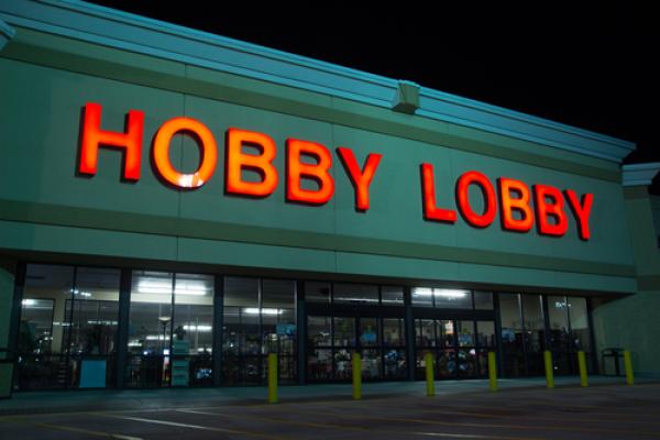 A Hobby Lobby store in Jacksonville, FL, at night. Image courtesy Rob Wilson/shu