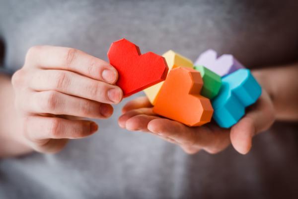 Hearts together making a rainbow. Image courtesy Yulia Grigoryeva/shutterstock.c