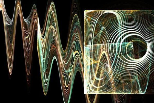 Abstract rendering of bright sound waves. 
