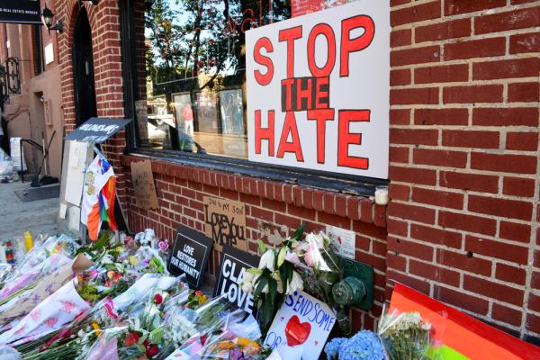 Memorial for Orlando victims outside the landmark Stonewall Inn in New York City.