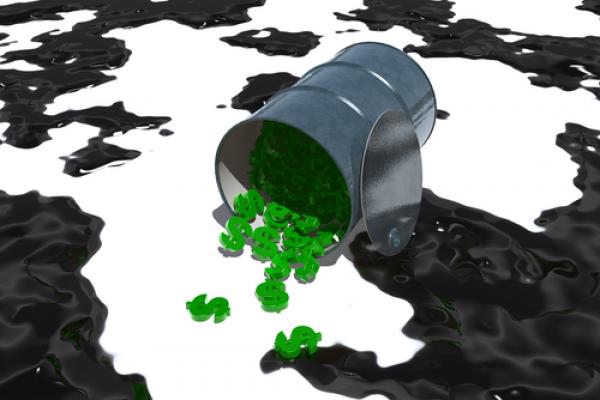 Oil barrel filled with money. Illustration courtesy BobbyWjr/shutterstock.com
