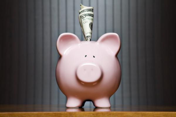 Piggy bank with money sticking out, Kinetic Imagery / Shutterstock.com