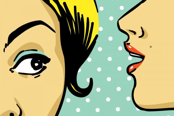 Hushed speaking illustration, lavitrei/ Shutterstock.com