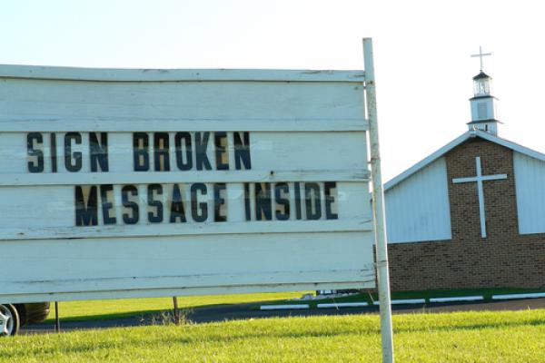 (Church sign image by Mark Lehigh/Shutterstock)
