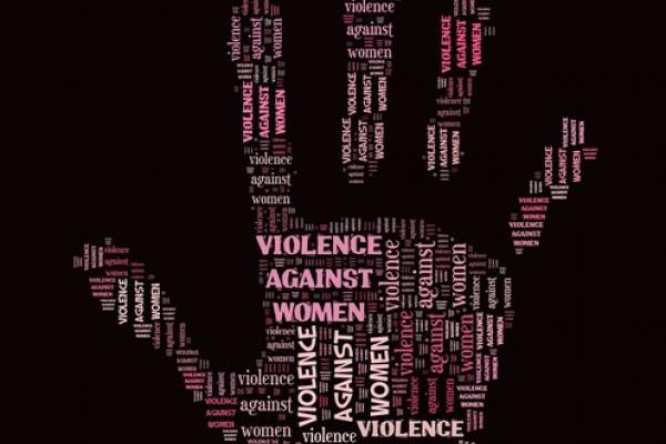 Stop Violence Against Women word cloud, mypokcik / Shutterstock.com