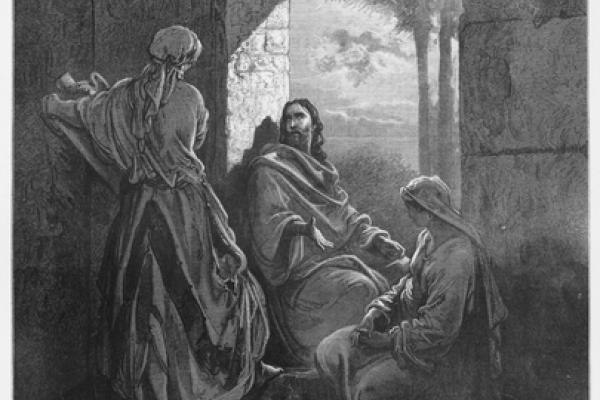 Drawing of Mary, Martha, and Jesus by Gustave Dore. Courtesy Nicku/shutterstock.