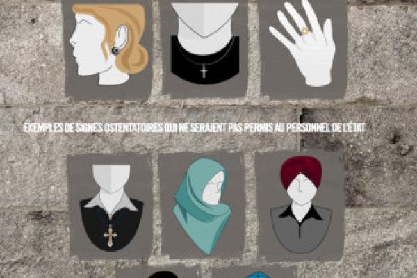 An image released by the Quebec government showing which religious symbols would