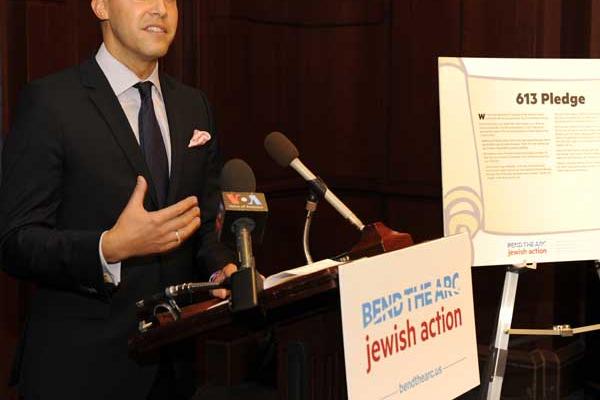 CEO Alan van Capelle speaks during last week’s launch event for Bend the Arc 