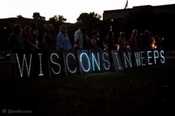 Aug. 5, 2012 vigil in Wisconsin, RNS photo by Lacy Landre