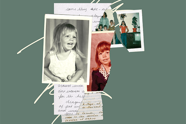collage of writings and childhood photos of Michelle Morey