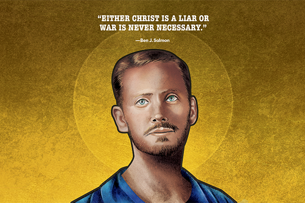 portrait and quote from Ben J. Salmon against yellow background
