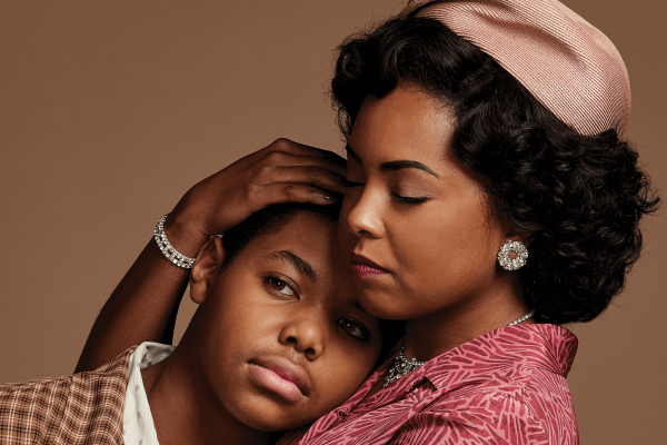 The actress playing Mamie Till-Mobley embraces her son, Emmett Till