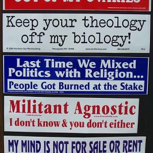 Atheist bumper stickers via Wiki Commons http://bit.ly/xFqYIO Atheist bumper stickers via Wiki Commons http://bit.ly/xFqYIO