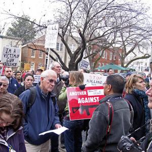 Protestors gather outside the NRA's Washington, D.C. office on Dec. 17, 2012. Photo by majunznk / Flickr Photo by majunznk / Flickr