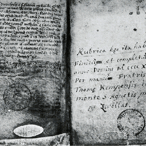 The manuscript of "De Imitatione Christi." Koninklijke Bibliotheek, Brussel. The manuscript of "De Imitatione Christi." Koninklijke Bibliotheek, Brussel.