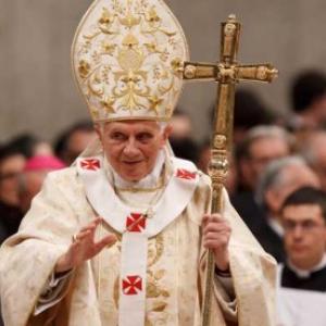 Pope Benedict XVI leaves Christmas Eve Mass in St. Peter’s Basilica. RNS photo courtesy Paul Haring/Catholic News Service RNS photo courtesy Paul Haring/Catholic News Service