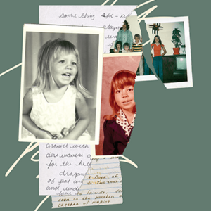 collage of writings and childhood photos of Michelle Morey