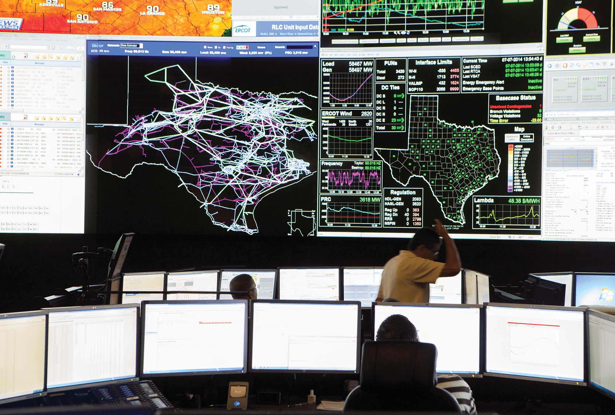 A power grid control center operated by the Electric Reliability Council of Texas in Taylor / Michael Stravato / The New York Times