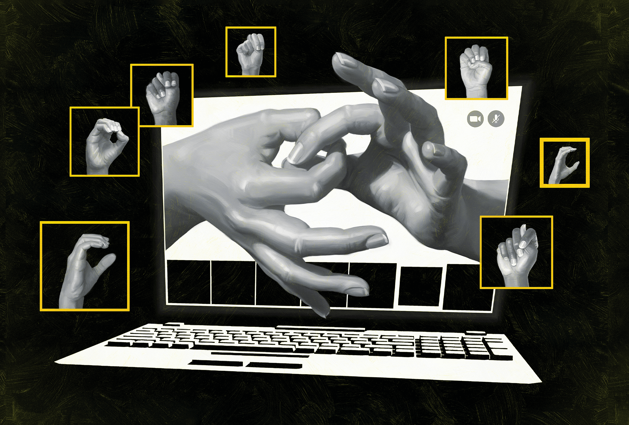 Images of various sign language signs on a computer screen