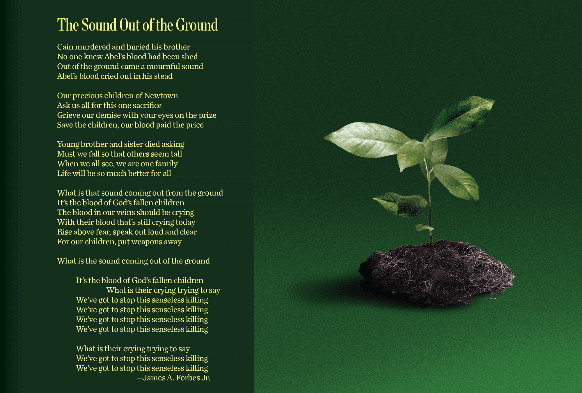 A poem by James A. Forbes Jr. Text to all poems can be found at the end of the story.