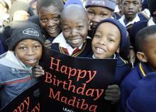 African schoolchildren celebrate Mandela's 94th birthday today in Soweto. STEPHANE DE SAKUTIN/AFP/GettyImages STEPHANE DE SAKUTIN/AFP/GettyImages