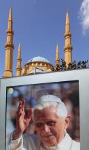 Poster of Pope Benedict XVI in Beruit, Lebanon.