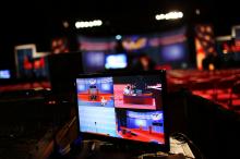 Monitors are tested during preparations for the Presidential Debate on October 3. Chip Somodevilla/Getty Images Photo by Chip Somodevilla/Getty Images