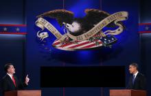 The presidential candidates at the Colorado debate. Photo by Win McNamee/Getty Images Photo by Win McNamee/Getty Images