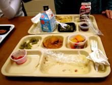 Cafeteria tray and food. Via http://www.wylio.com/credits/Flickr/2033876359